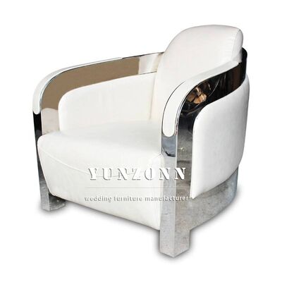 Otel Oturma Odası Mobilyası için Deri ve Paslanmaz Çelik Çerçeveli İskandinav Tarzı Tekli Kanepe