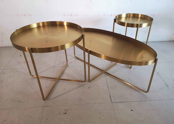 Golden Metal Yan Çay Sehpası D60xH50cm 201 Paslanmaz çelik