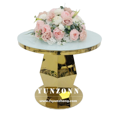Golden Wedding Round Cake Stand Stainless Steel Nodern Cake Table