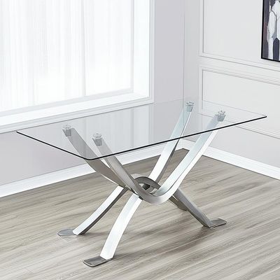 Meridian Mobilya Cam ve Metal Tabanlı Modern Cam Yemek Masası