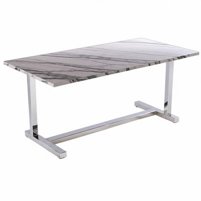 10mm Üst Kalınlıklı Metal Paslanmaz Çelik Dikdörtgen Mermer Masa