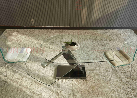 İki Yapraklı Cam Üstü Genişletilebilir Esnek Çok Fonksiyonlu Yemek Masası