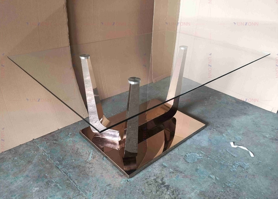 SS Base Lüks Modern Yemek Masaları Parlak Cam Yemek Masası 4 Kişilik