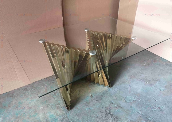 SS Base Lüks Modern Yemek Masaları Parlak Cam Yemek Masası 4 Kişilik