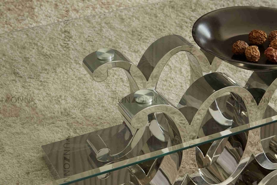 Temperli Cam Çıkarılabilir Modern 10 Kişilik SS Yemek Masası