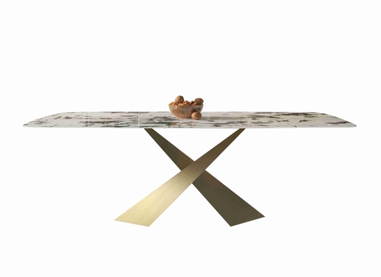 Bright Rock Board Küçük Daire Yemek Masası Sandalye Takımları Nordic Modern Işık Lüks Bronz Yemek Odası Takımı