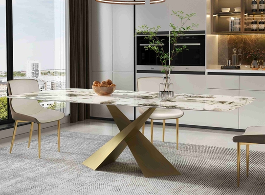 Bright Rock Board Küçük Daire Yemek Masası Sandalye Takımları Nordic Modern Işık Lüks Bronz Yemek Odası Takımı