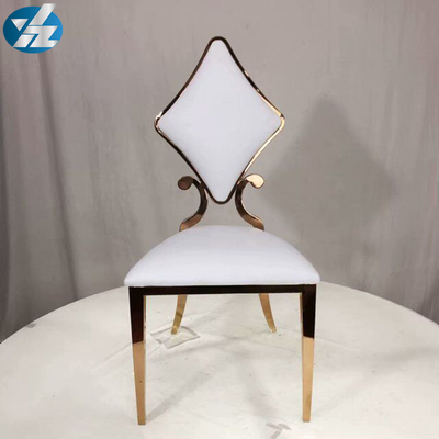 Lüks 50X55X107 SS Elmas Düğün Altın Yemek Sandalyesi OEM Beyaz