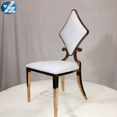 Lüks 50X55X107 SS Elmas Düğün Altın Yemek Sandalyesi OEM Beyaz