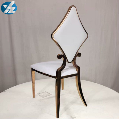 Lüks 50X55X107 SS Elmas Düğün Altın Yemek Sandalyesi OEM Beyaz