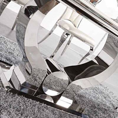 Paslanmaz Çelik Çerçeve Ağır Metal Ayaklı Yemek Masası 115KGS OEM L200xW100xH75cm