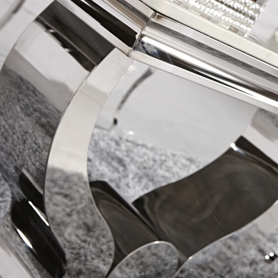 Paslanmaz Çelik Çerçeve Ağır Metal Ayaklı Yemek Masası 115KGS OEM L200xW100xH75cm
