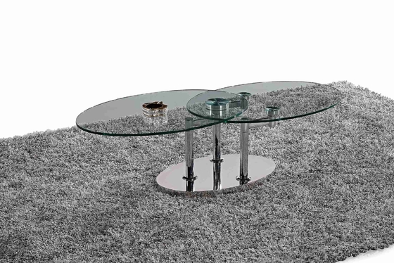 Katlanır Modern Cam Oval Yemek Masası Temperli Cam Paslanmaz Çelik Çerçeve L200xW100xH75cm