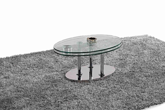 Katlanır Modern Cam Oval Yemek Masası Temperli Cam Paslanmaz Çelik Çerçeve L200xW100xH75cm