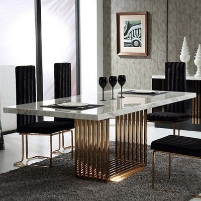 Nordic Mermer Üst Düğün Ziyafet Masaları Modern Sandalyeli Dikdörtgen Yemek Masaları 50X90X75