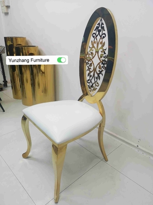 Elips Yüksek Geri Altın Düğün Yemek Sandalyesi, Çiçek OEM ile