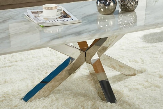 Oturma Odası için 4 Kişilik Çapraz Taban Lüks Modern Yemek Masaları