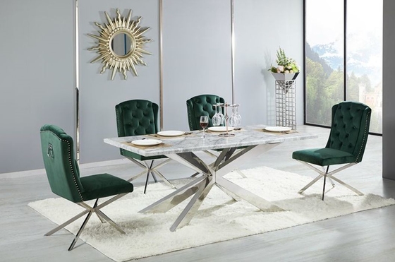 Oturma Odası için 4 Kişilik Çapraz Taban Lüks Modern Yemek Masaları
