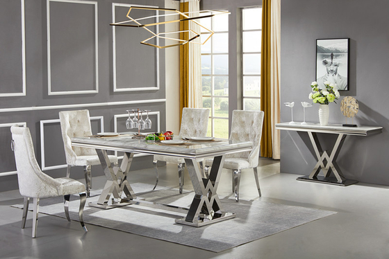 Nordic Mermer Modern Lüks Paslanmaz Çelik Ayak Yemek Masası Restoran High End
