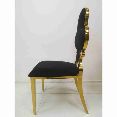 Poker Çiçek Döşemeli Yemek Sandalyeleri 201 Paslanmaz Çelik Çerçeve W50xD65xH92cm