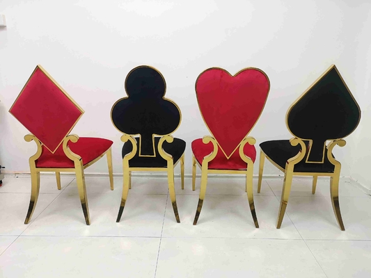 Poker Çiçek Döşemeli Yemek Sandalyeleri 201 Paslanmaz Çelik Çerçeve W50xD65xH92cm
