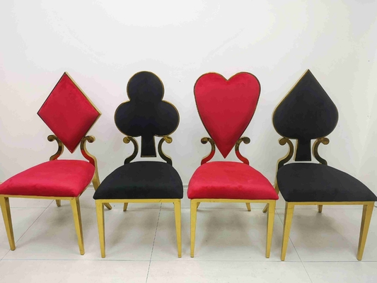 Poker Çiçek Döşemeli Yemek Sandalyeleri 201 Paslanmaz Çelik Çerçeve W50xD65xH92cm