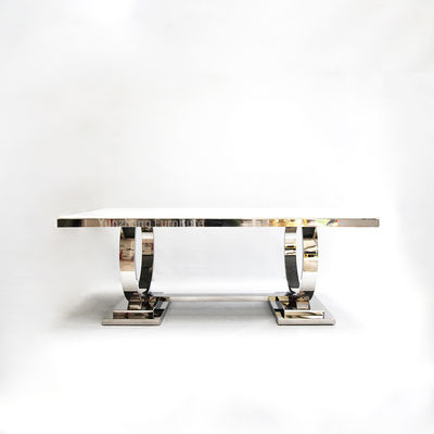 İyi bir fiyat. İki Daire Şık Modern Yemek Masası Mermer Üst 201 Paslanmaz Çelik Aile Kullanımı çevrimiçi