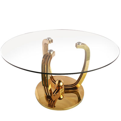 İyi bir fiyat. Avrupa tarzı paslanmaz çelik 8 kişilik yuvarlak sert cam yemek masası restoran için yemek tasarımı için çevrimiçi