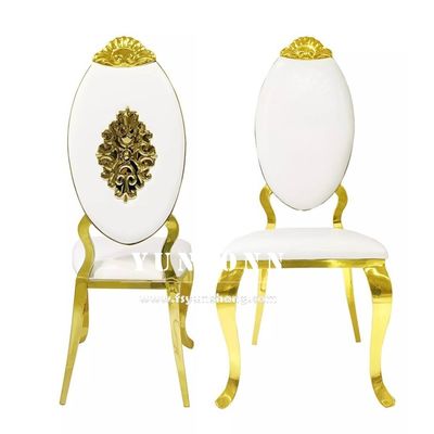 İyi bir fiyat. Lüks Otel Restoran Metal Sandalye Taç Tasarımı Altın Paslanmaz Çelik Kraliyet Düğün Sandalyesi çevrimiçi