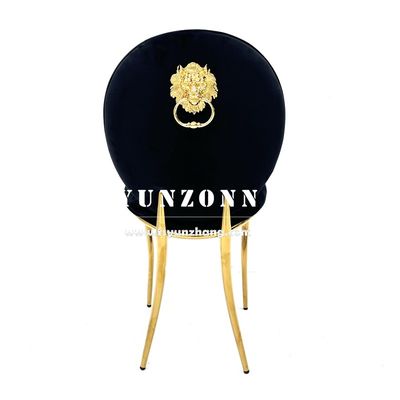 İyi bir fiyat. Toptan satış Dubai Market Altın Paslanmaz Çelik Banket Sandalyesi Royal Lion El Koltuklu Otel Lüks Yemek Sandalyesi çevrimiçi