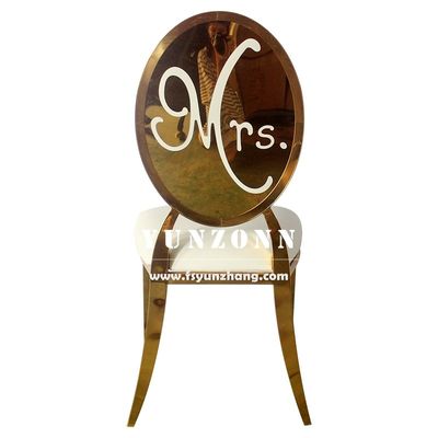 İyi bir fiyat. Lüks Altın Paslanmaz Çelik Yuvarlak Sırt Bay ve Bayan Gelin ve Damat Düğün Sandalyesi çevrimiçi