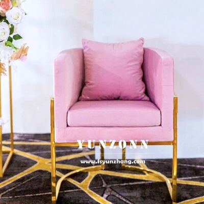 Kalite Oteller, oturma odaları, yemek odaları ve alışveriş merkezleri için Altın Paslanmaz Çelik ve Renkli Kadife Minderli Modern Tek Kişilik Kanepe Koltuğu fabrika