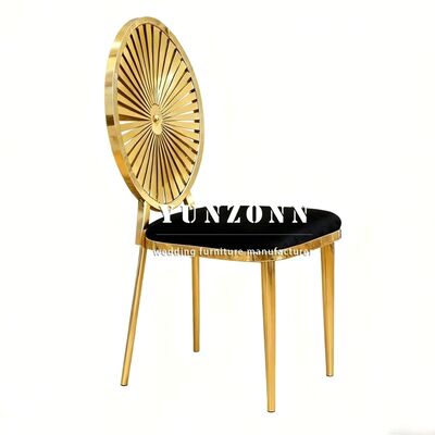 İyi fiyat Altın Düğün Sandalyesi İstiflenebilir Yemek Sandalyesi Otel Düğün Ziyafet Düğün Mobilyası Paslanmaz Çelik Çerçeveli Sandalye çevrimiçi