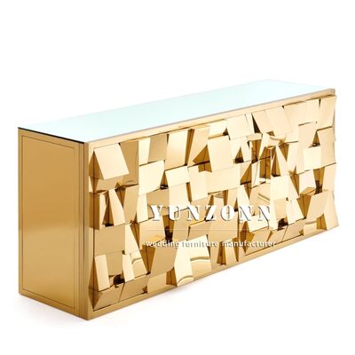 İyi fiyat Modern paslanmaz çelik demir dikdörtgen bar masası ayna cam ile otel ve düğün etkinlikleri için yeni tasarım ev kulübü bar tezgahı çevrimiçi