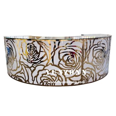 İyi fiyat Kulüp Mobilyası Yuvarlak Paslanmaz Çelik Çerçeve Altın Gül Desen Taşınabilir Bar Masası Düğün Bar Tezgahı çevrimiçi