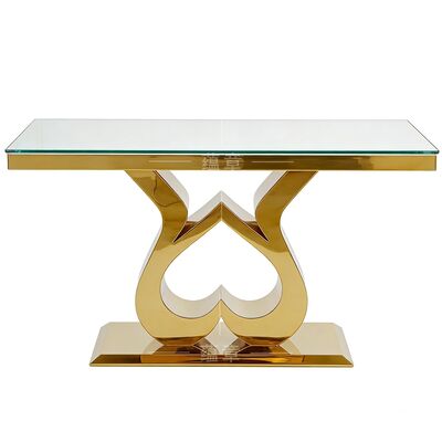 İyi fiyat Ucuz Modern Otel Etkinlikler Parti Mobilya Gelin Gelin Damat Altın Paslanmaz Çelik Tempered Glass Top Dörtgen Düğün Villa çevrimiçi