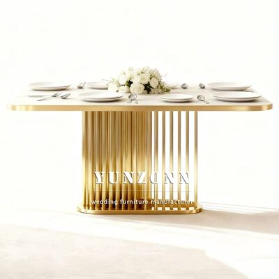 İyi fiyat Otel Düğün Ziyafet Paslanmaz Çelik Mermer Üstü Açık Hava Etkinlik Masası Dayanıklı Çağdaş Tasarım Kiralık Mobilya çevrimiçi