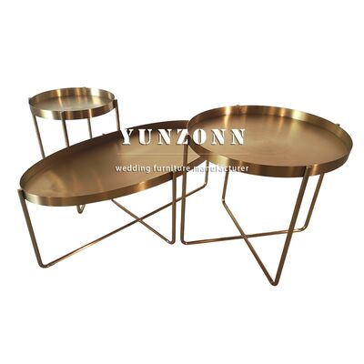 İyi fiyat Altın Kaplama Metal Demir Oval Şekilli Dekoratif Misafir Odası Sehpa Yan Sehpa Metal Masa çevrimiçi