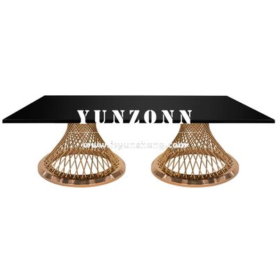 İyi fiyat Altın Paslanmaz Çelik Dikdörtgen Düğün Masaları Modern Metal Tasarım Yemek Restoranlar Partiler Oteller Fuarlar İçin Özelleştirilebilir çevrimiçi