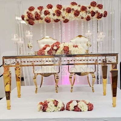 İyi fiyat Paslanmaz Çelik Çerçeveli ve Kristal Dekorlu Lüks Kare Yemek Masaları - Zarif Etkinlikler İçin Düğün ve Oteller çevrimiçi