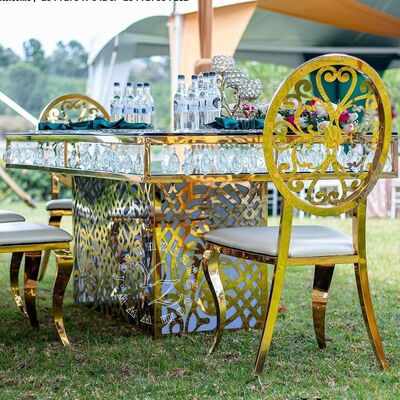 İyi fiyat Lüks Otel Paslanmaz Çelik Kristal Avize Altın Cam Düğün ve Etkinlik Yemek Masası Ziyafetler Restoranlar ve Partiler İçin çevrimiçi