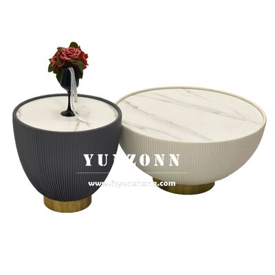 İyi fiyat Sıcak Satış Oda veya Otel Kullanımı için Kaya Çubuk Tasarımı ile Beyaz Yuvarlak Kahve Masası çevrimiçi