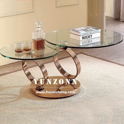 İyi fiyat Modern Çok Fonksiyonlu Sehpa, Çift Temperli Cam Üst Döner Yuvarlak Tasarım Oturma Odası Yemek Odası Ev Mutfak Yatak Odası çevrimiçi