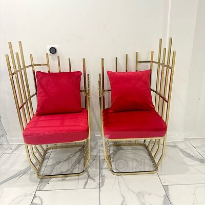 İyi fiyat Yeni Tasarım Ziyafet Düğün Kraliçe Altın Taht Kafes Sandalye Kanepe Sandalye Parti Dekoratif çevrimiçi