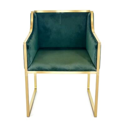 İyi fiyat Açık Bahçe Restoran Otel Banket Yemek Oda Mobilya Altın Paslanmaz Çelik Bacak Kumaş Kadife Koyu Yeşil Düğün Sandalyeleri çevrimiçi