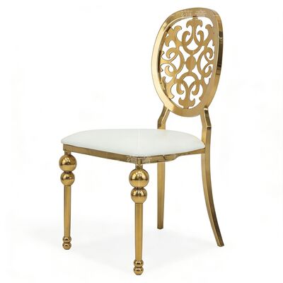 İyi fiyat Avrupa Lüks Yemek Sandalyesi Modern Tasarım Paslanmaz Çelik Deri PU Malzemesi Kapalı Banketler Restoranlar çevrimiçi