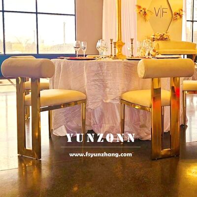 İyi fiyat Düğünler ve oteller için kadife yastıklı Cali Gold Paslanmaz Çelik Yemek Sandalyesi çevrimiçi