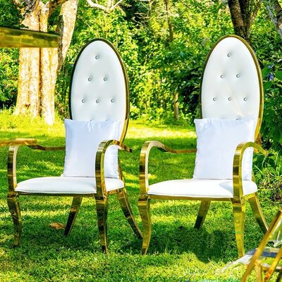 İyi fiyat Modern Paslanmaz Çelik Metal Taht Kral ve Kraliçe Sandalyeleri Düğün İmparatoriçe Sandalye Etkinlikler Banketler Oteller çevrimiçi