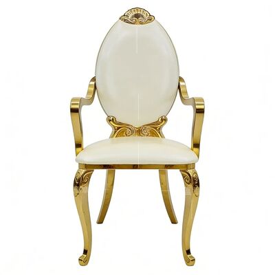 İyi fiyat Modern Lüks Altın Paslanmaz Çelik Kalıcı Yüksek Sırt Yemek Taht Sandalye Oteller Açık Daire Kullanımı çevrimiçi